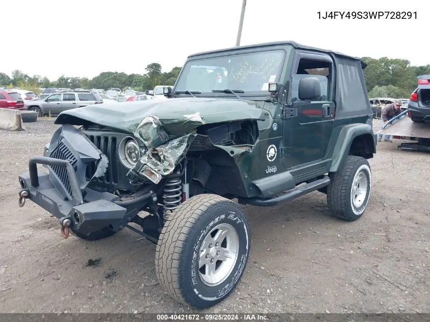 1J4FY49S3WP728291 1998 Jeep Wrangler Sahara