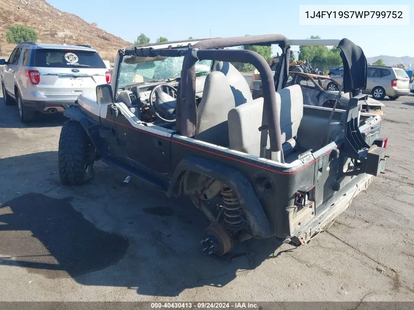 1998 Jeep Wrangler Sport VIN: 1J4FY19S7WP799752 Lot: 40430413