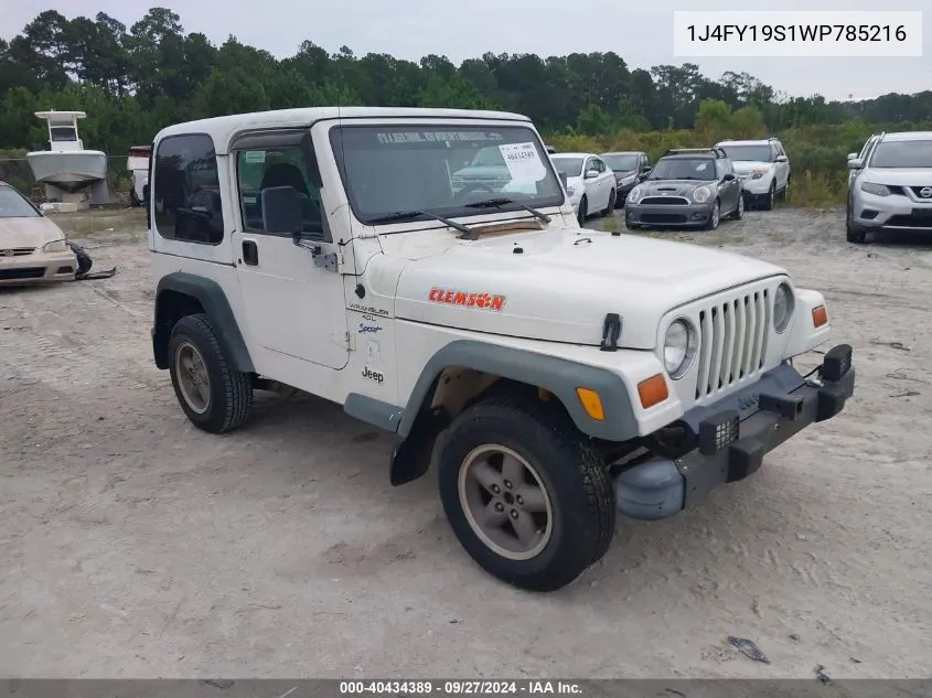 1998 Jeep Wrangler Sport VIN: 1J4FY19S1WP785216 Lot: 40434389