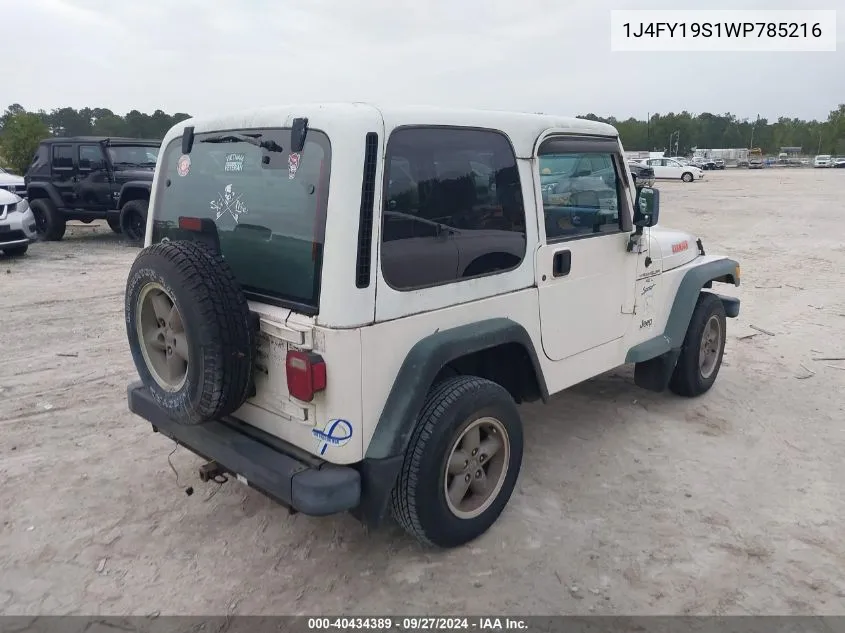 1998 Jeep Wrangler Sport VIN: 1J4FY19S1WP785216 Lot: 40434389