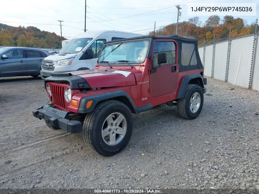 1998 Jeep Wrangler Se VIN: 1J4FY29P6WP745036 Lot: 40681773