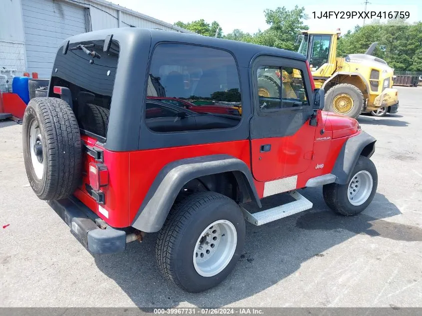 1J4FY29PXXP416759 1999 Jeep Wrangler Se