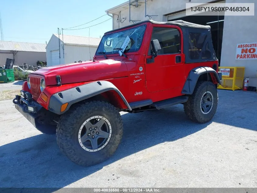 1999 Jeep Wrangler Sport VIN: 1J4FY19S0XP468304 Lot: 40038580