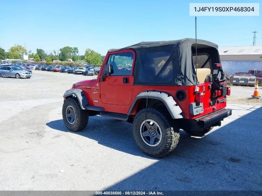 1999 Jeep Wrangler Sport VIN: 1J4FY19S0XP468304 Lot: 40038580