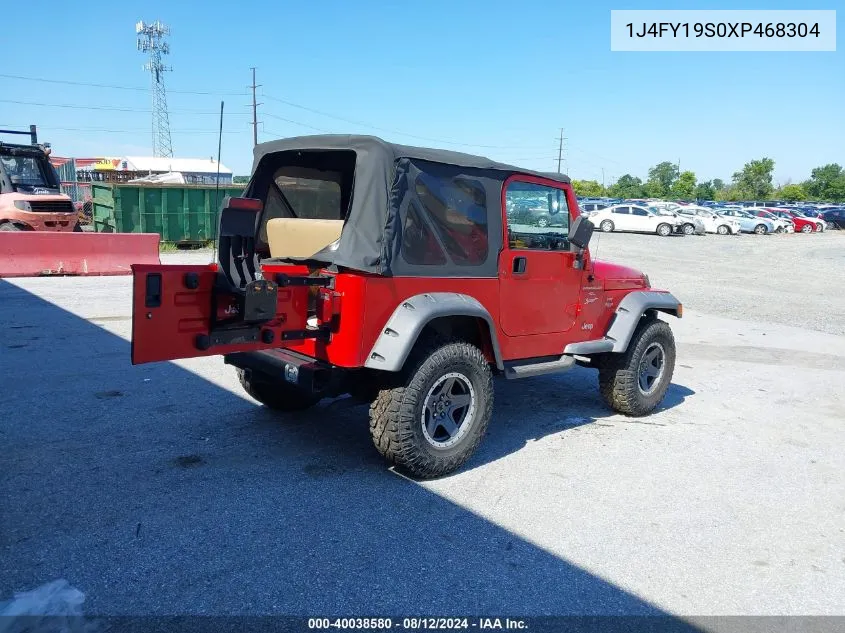 1999 Jeep Wrangler Sport VIN: 1J4FY19S0XP468304 Lot: 40038580