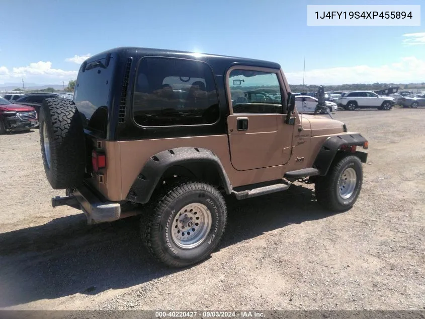 1999 Jeep Wrangler Sport VIN: 1J4FY19S4XP455894 Lot: 40220427