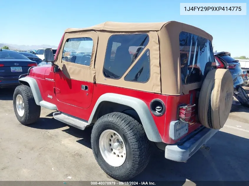 1999 Jeep Wrangler / Tj Se VIN: 1J4FY29P9XP414775 Lot: 40370979