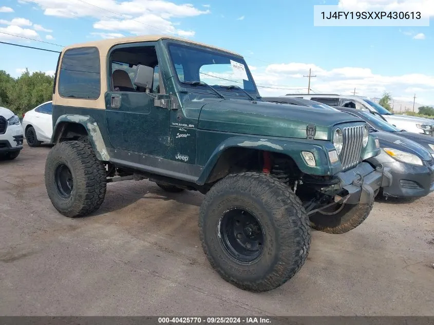 1999 Jeep Wrangler Sport VIN: 1J4FY19SXXP430613 Lot: 40425770