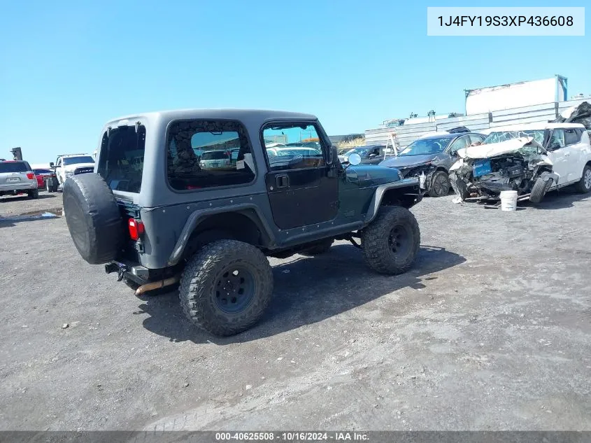 1999 Jeep Wrangler Sport VIN: 1J4FY19S3XP436608 Lot: 40625508