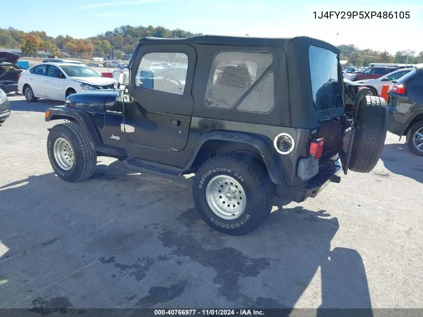 1999 Jeep Wrangler Se VIN: 1J4FY29P5XP486105 Lot: 40766977