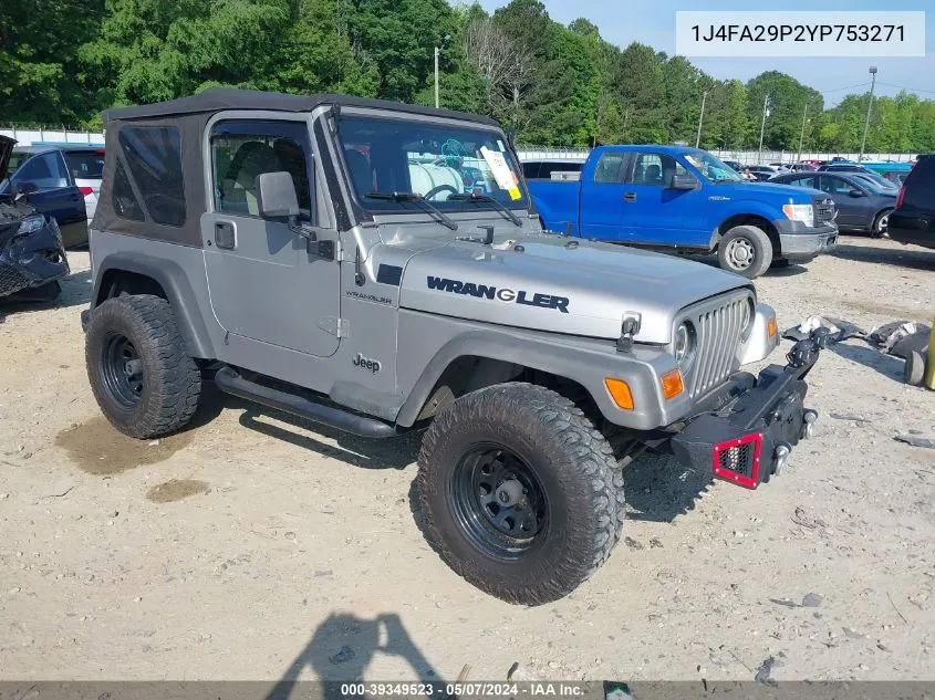 2000 Jeep Wrangler Se VIN: 1J4FA29P2YP753271 Lot: 39349523