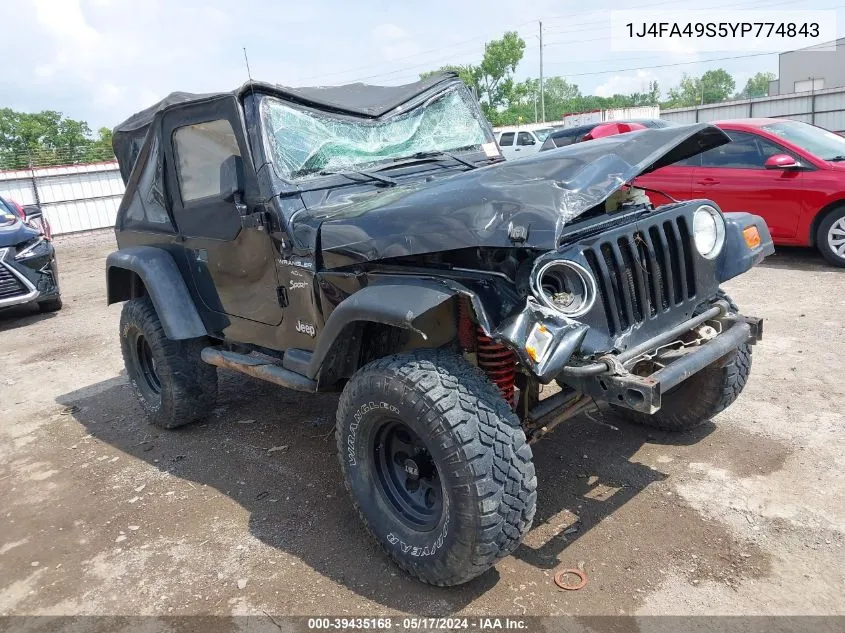 2000 Jeep Wrangler Sport VIN: 1J4FA49S5YP774843 Lot: 39435168