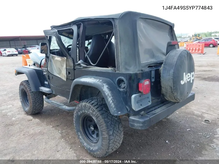 2000 Jeep Wrangler Sport VIN: 1J4FA49S5YP774843 Lot: 39435168