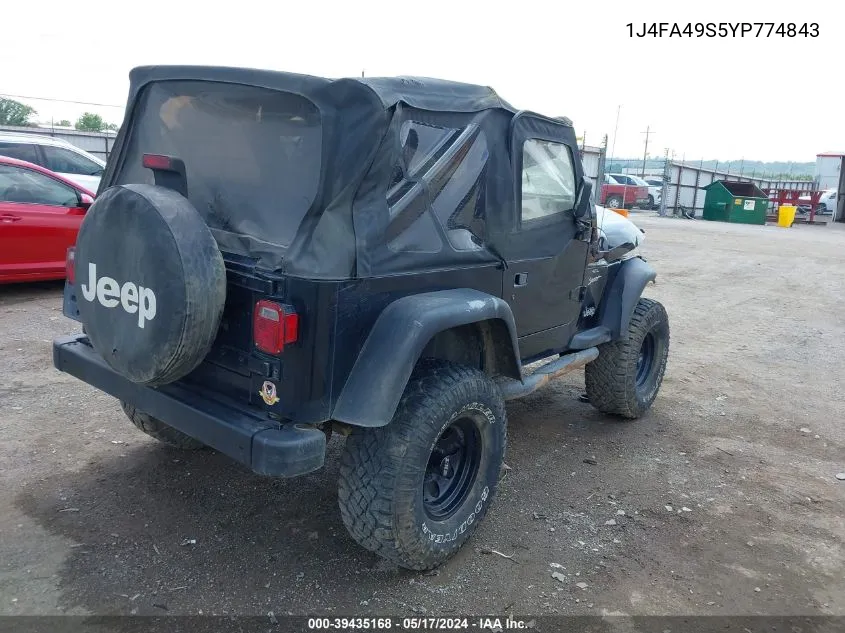 2000 Jeep Wrangler Sport VIN: 1J4FA49S5YP774843 Lot: 39435168