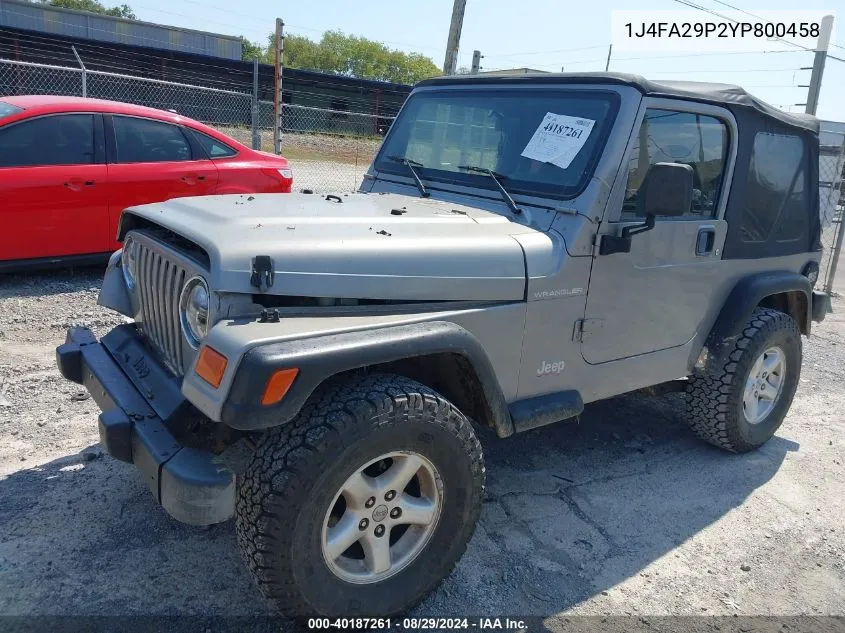 2000 Jeep Wrangler Se VIN: 1J4FA29P2YP800458 Lot: 40187261