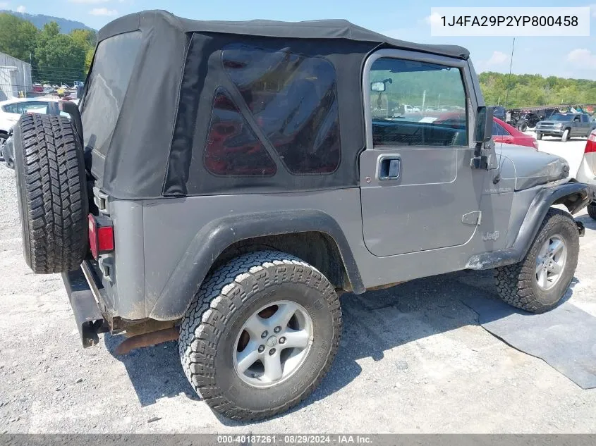 1J4FA29P2YP800458 2000 Jeep Wrangler Se