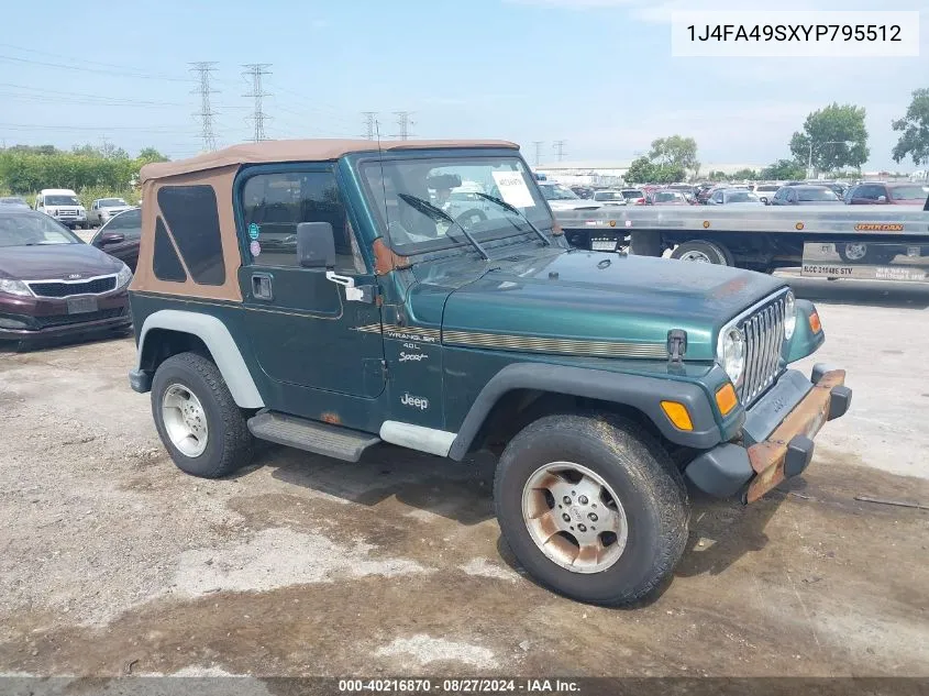 2000 Jeep Wrangler Sport VIN: 1J4FA49SXYP795512 Lot: 40216870