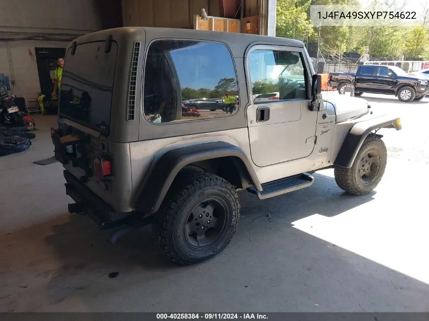 2000 Jeep Wrangler Sport VIN: 1J4FA49SXYP754622 Lot: 40258384