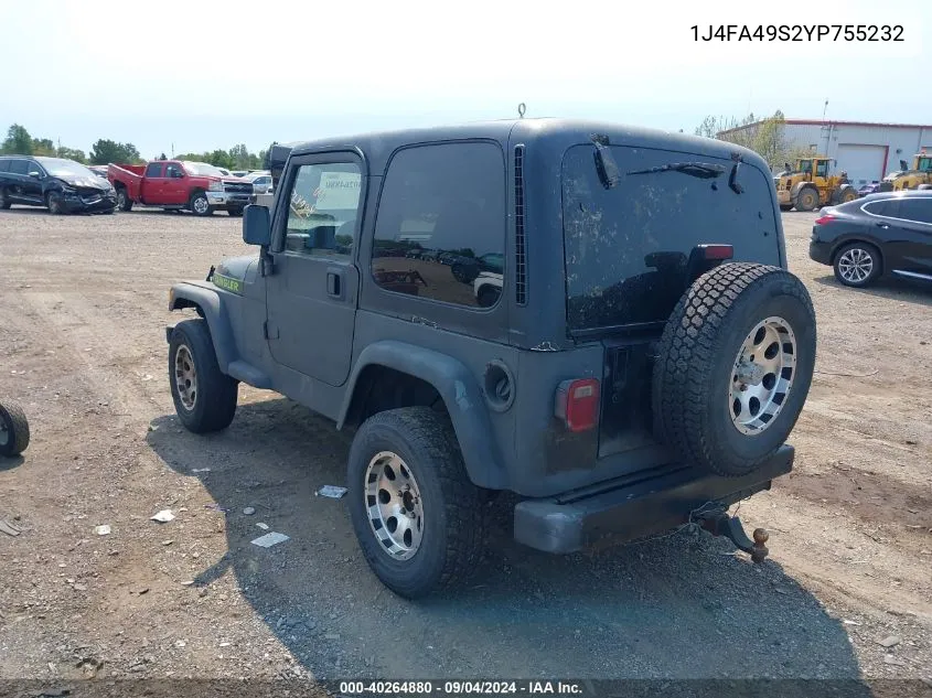 2000 Jeep Wrangler Sport VIN: 1J4FA49S2YP755232 Lot: 40264880