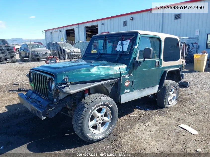 2000 Jeep Wrangler Sahara VIN: 1J4FA59S6YP747950 Lot: 40272335