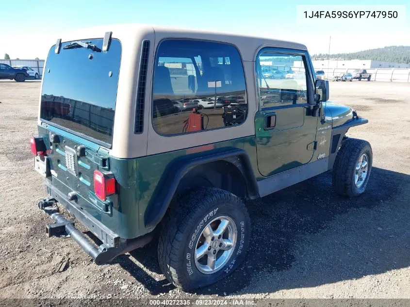 2000 Jeep Wrangler Sahara VIN: 1J4FA59S6YP747950 Lot: 40272335