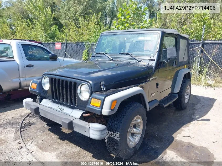 2000 Jeep Wrangler Se VIN: 1J4FA29P2YP714406 Lot: 40275016