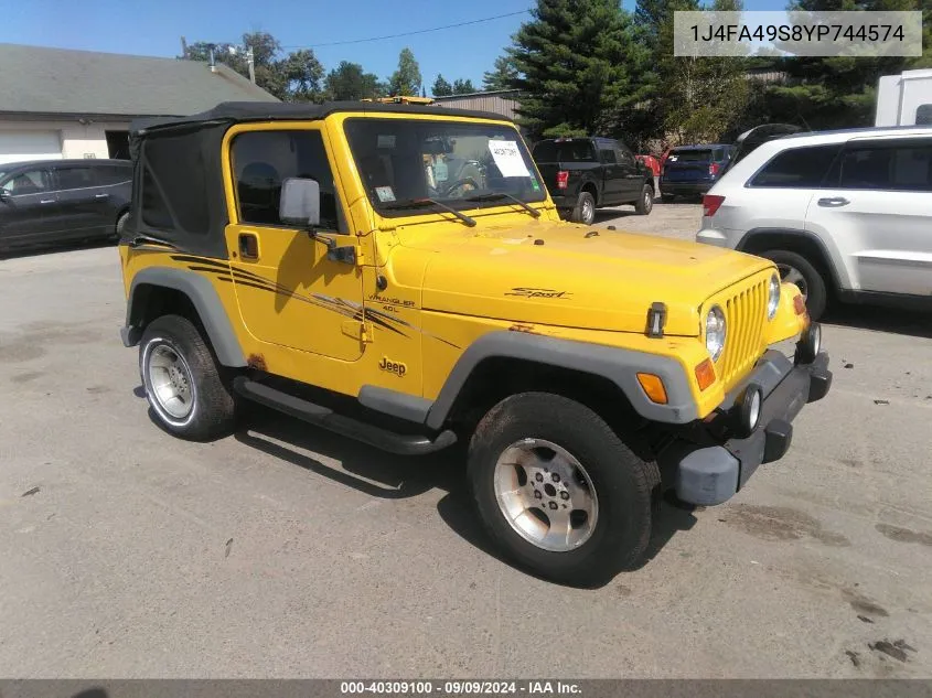 2000 Jeep Wrangler Sport VIN: 1J4FA49S8YP744574 Lot: 40309100