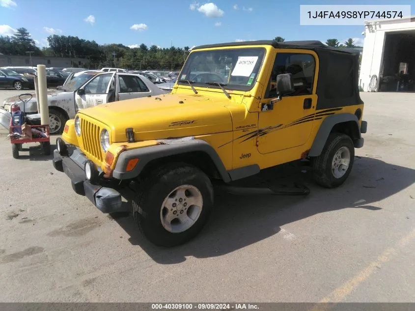 1J4FA49S8YP744574 2000 Jeep Wrangler Sport