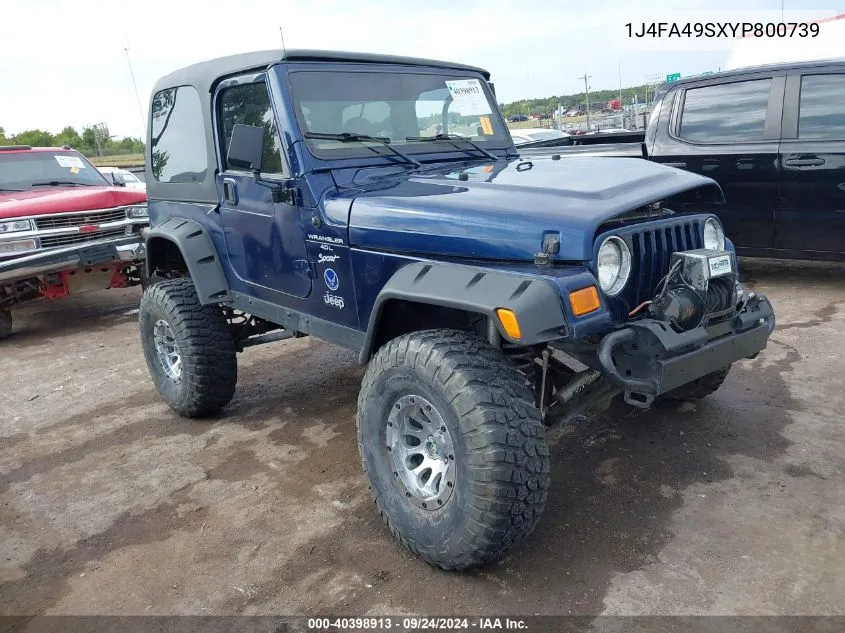 2000 Jeep Wrangler Sport VIN: 1J4FA49SXYP800739 Lot: 40398913