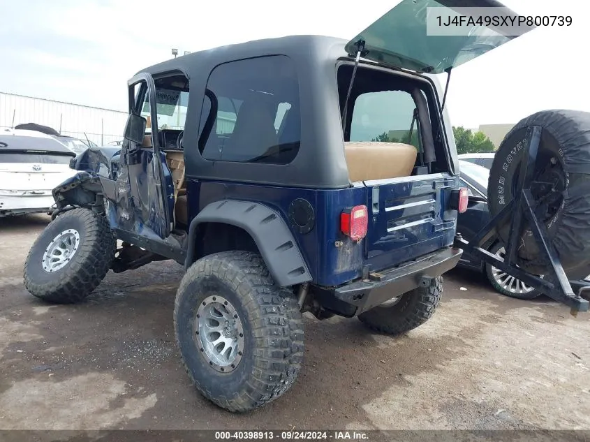 1J4FA49SXYP800739 2000 Jeep Wrangler Sport