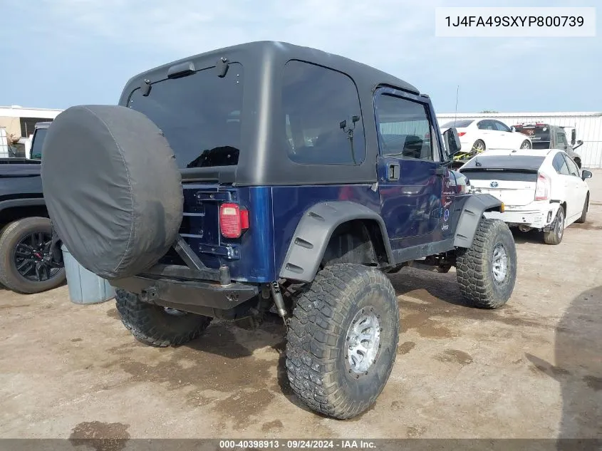 2000 Jeep Wrangler Sport VIN: 1J4FA49SXYP800739 Lot: 40398913