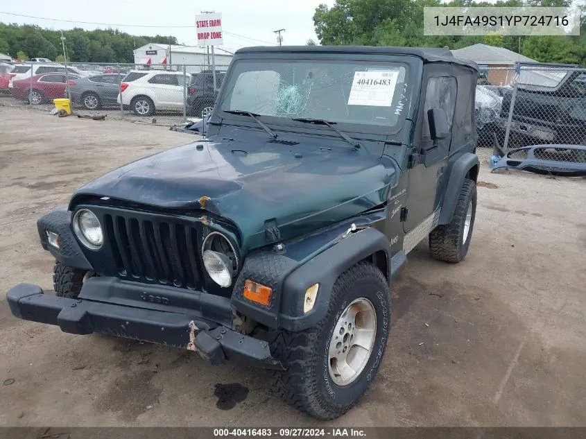 2000 Jeep Wrangler Sport VIN: 1J4FA49S1YP724716 Lot: 40416483