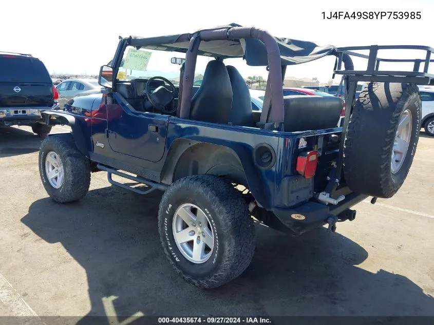 2000 Jeep Wrangler Sport VIN: 1J4FA49S8YP753985 Lot: 40435674