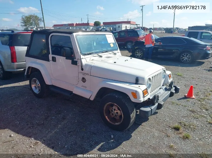 2000 Jeep Wrangler Sahara VIN: 1J4FA59S6YP782178 Lot: 40449531