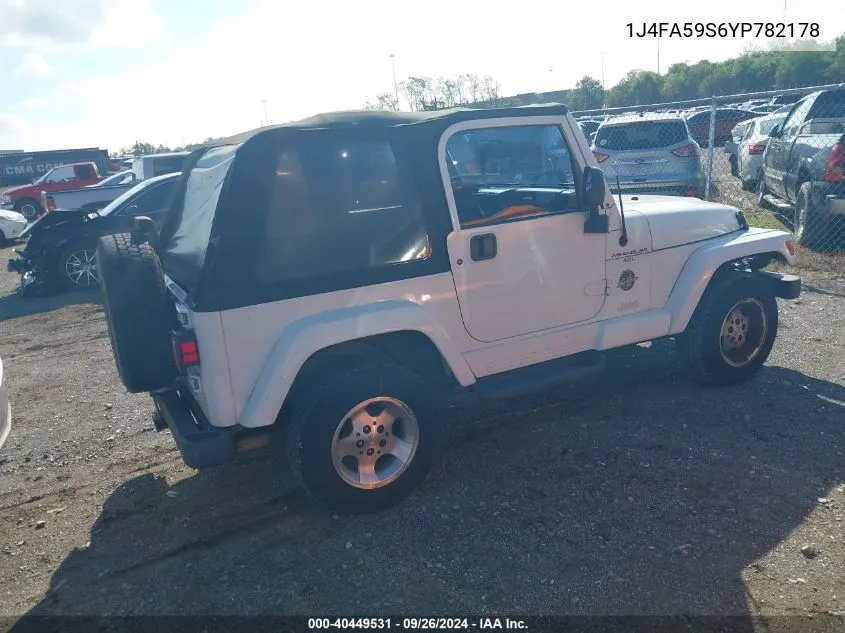 2000 Jeep Wrangler Sahara VIN: 1J4FA59S6YP782178 Lot: 40449531