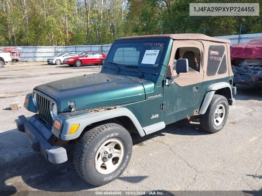 2000 Jeep Wrangler Se VIN: 1J4FA29PXYP724455 Lot: 40454598