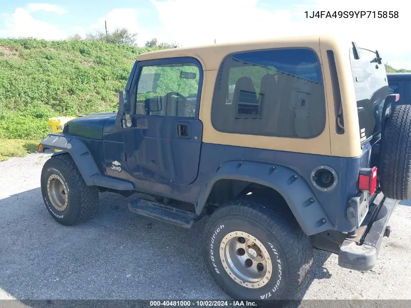 1J4FA49S9YP715858 2000 Jeep Wrangler Sport