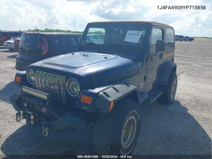 2000 Jeep Wrangler Sport VIN: 1J4FA49S9YP715858 Lot: 40481000