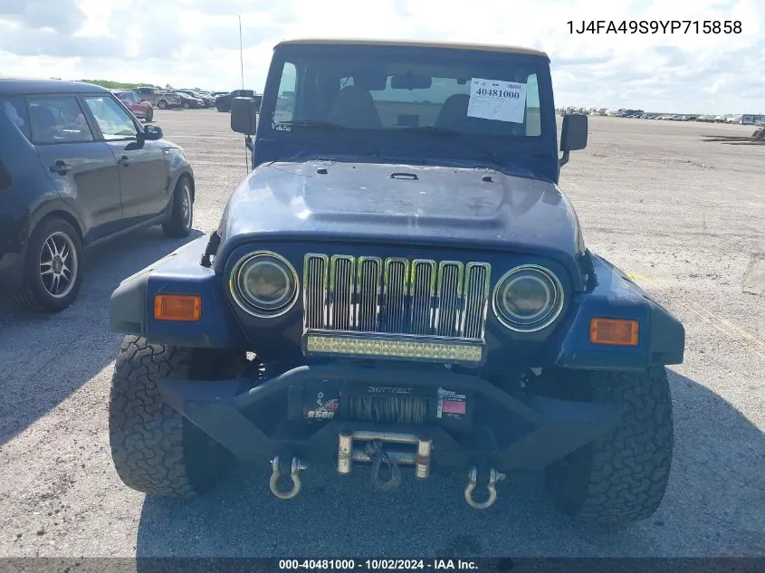 2000 Jeep Wrangler Sport VIN: 1J4FA49S9YP715858 Lot: 40481000