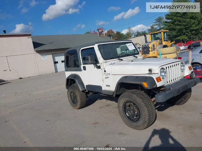 2000 Jeep Wrangler Sport VIN: 1J4FA49S2YP774993 Lot: 40487056