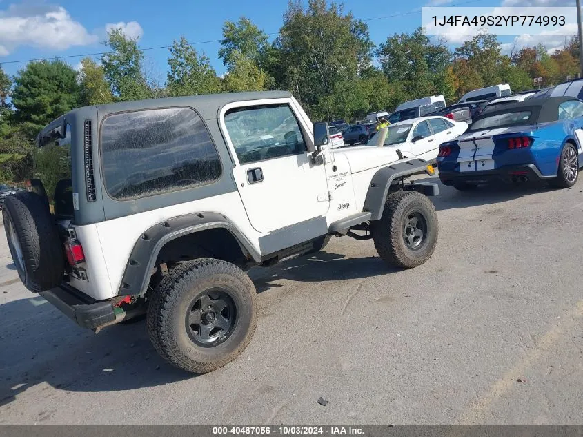 2000 Jeep Wrangler Sport VIN: 1J4FA49S2YP774993 Lot: 40487056