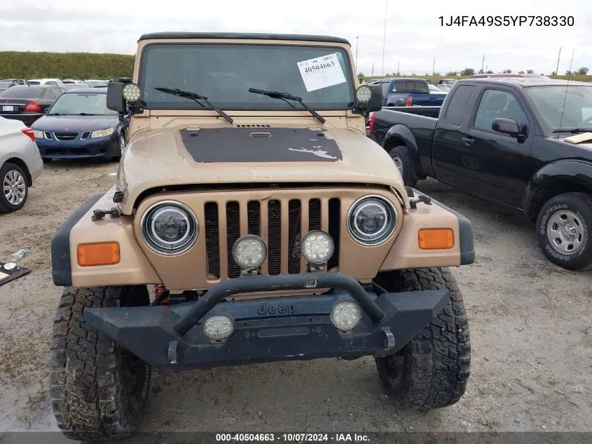 2000 Jeep Wrangler / Tj Sport VIN: 1J4FA49S5YP738330 Lot: 40504663