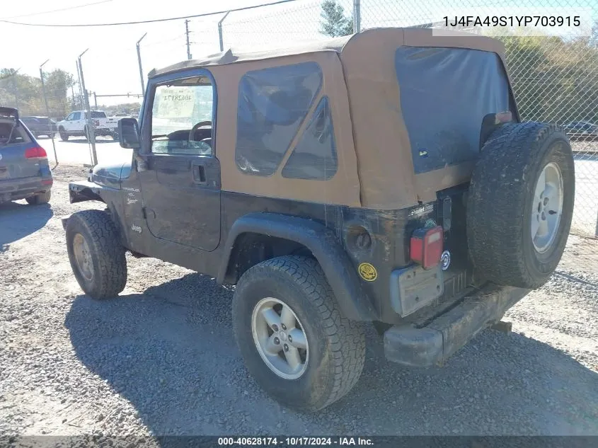 1J4FA49S1YP703915 2000 Jeep Wrangler Sport