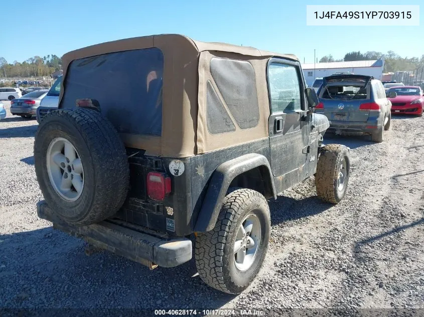 1J4FA49S1YP703915 2000 Jeep Wrangler Sport