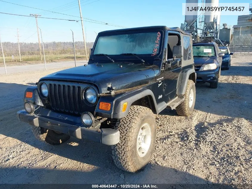 2000 Jeep Wrangler / Tj Sport VIN: 1J4FA49S9YP745457 Lot: 40643447