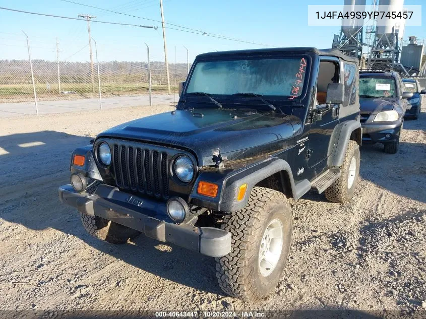 2000 Jeep Wrangler / Tj Sport VIN: 1J4FA49S9YP745457 Lot: 40643447