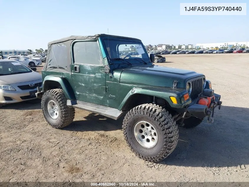 2000 Jeep Wrangler Sahara VIN: 1J4FA59S3YP740440 Lot: 40652560