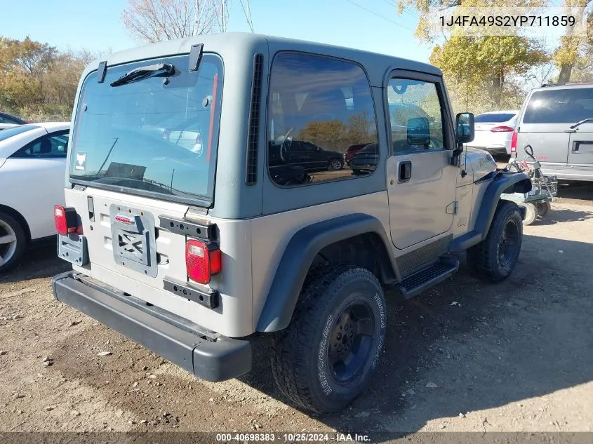 2000 Jeep Wrangler Sport VIN: 1J4FA49S2YP711859 Lot: 40698383