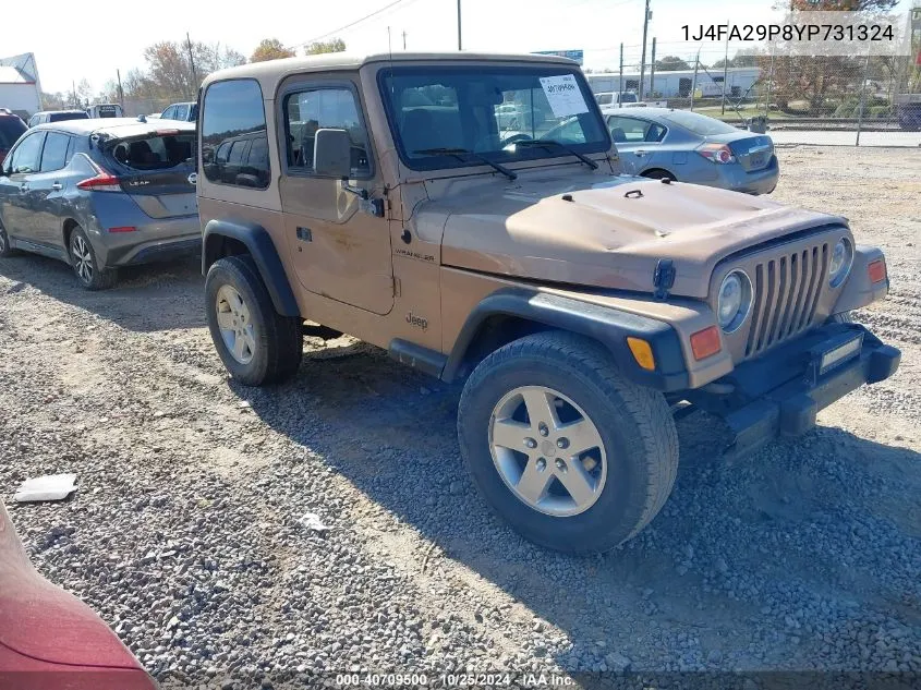 2000 Jeep Wrangler Se VIN: 1J4FA29P8YP731324 Lot: 40709500