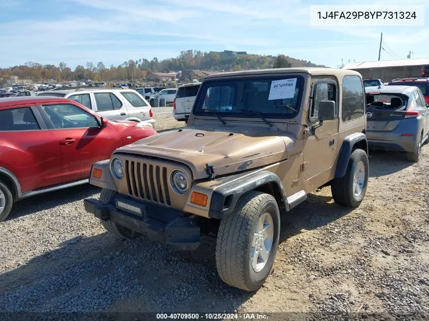 2000 Jeep Wrangler Se VIN: 1J4FA29P8YP731324 Lot: 40709500